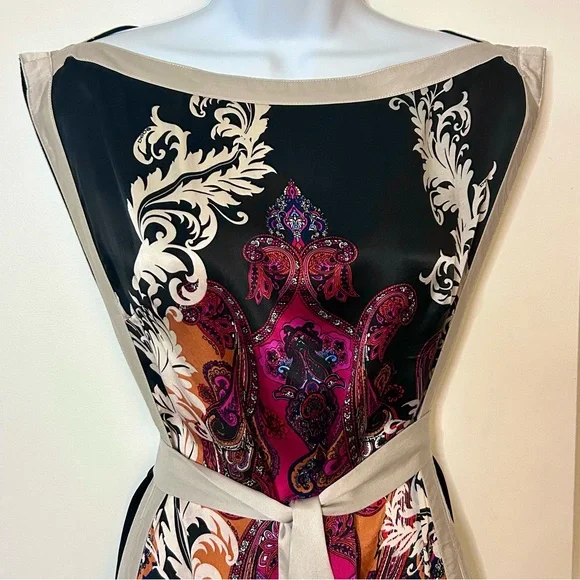 Bebe | 100% Silk Tunic Blouse w/ Wrap - Size XS - Paisley Print - Picture 7 of 9